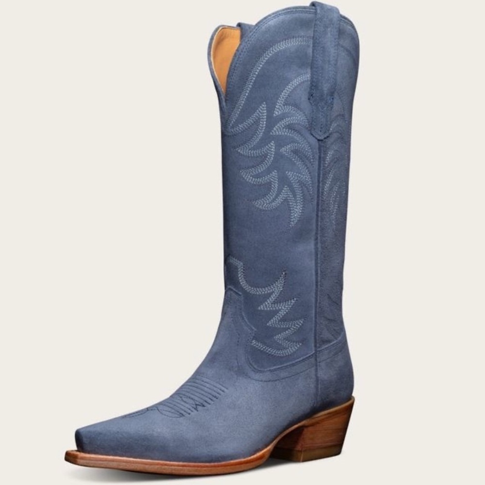 Limited Edition Tecovas Annie Indigo Suede Boots - Picture 2 of 8